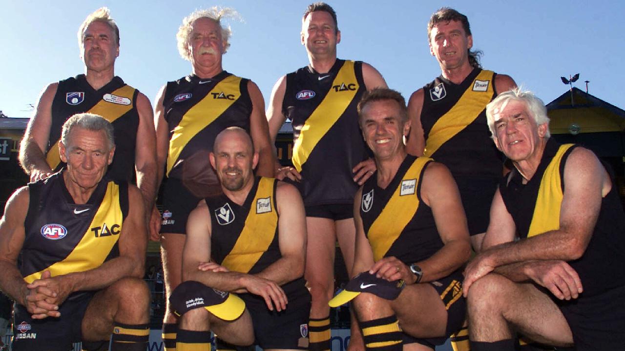 Richmond legends (back, from left) Billy Barrot, Tony Jewell, Michael Roach, Terry Smith, (front) Tom Hafey, Dale Weightman, Barry Rowlings and Roger Dean.