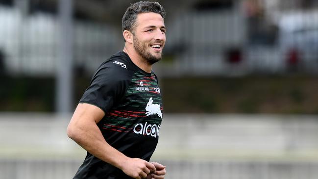 Sam Burgess leads the way for the Rabbitohs. Picture: AAP