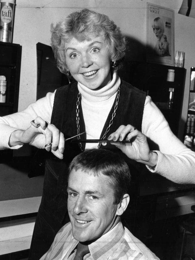 Daryl has his hair cut by Tricia Hicks in 1978. Picture: Advertiser Library