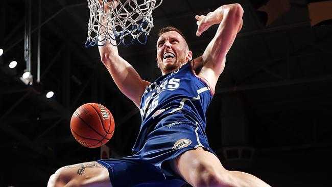 Mitch Creek of the 36ers dunks during game two of the NBL Grand Final series