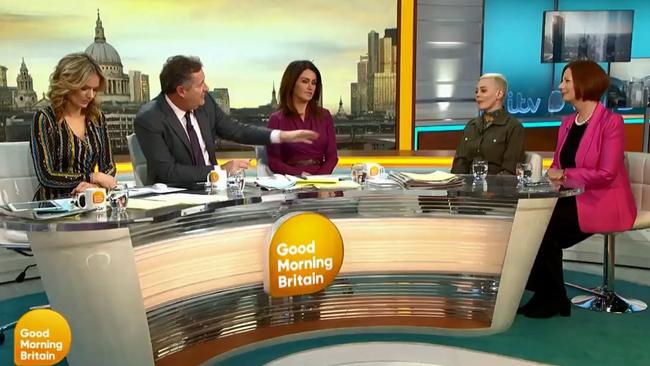 Julia Gillard (right) appears on Good Morning Britain.