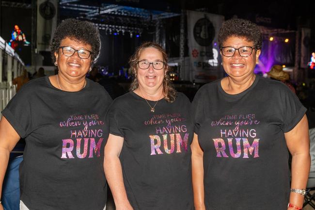 Natalie Thompson, Kylie Heidke and Vicki Thompson from Bundaberg at the NQ's Rock'N Country 2022.Picture: Michaela Harlow