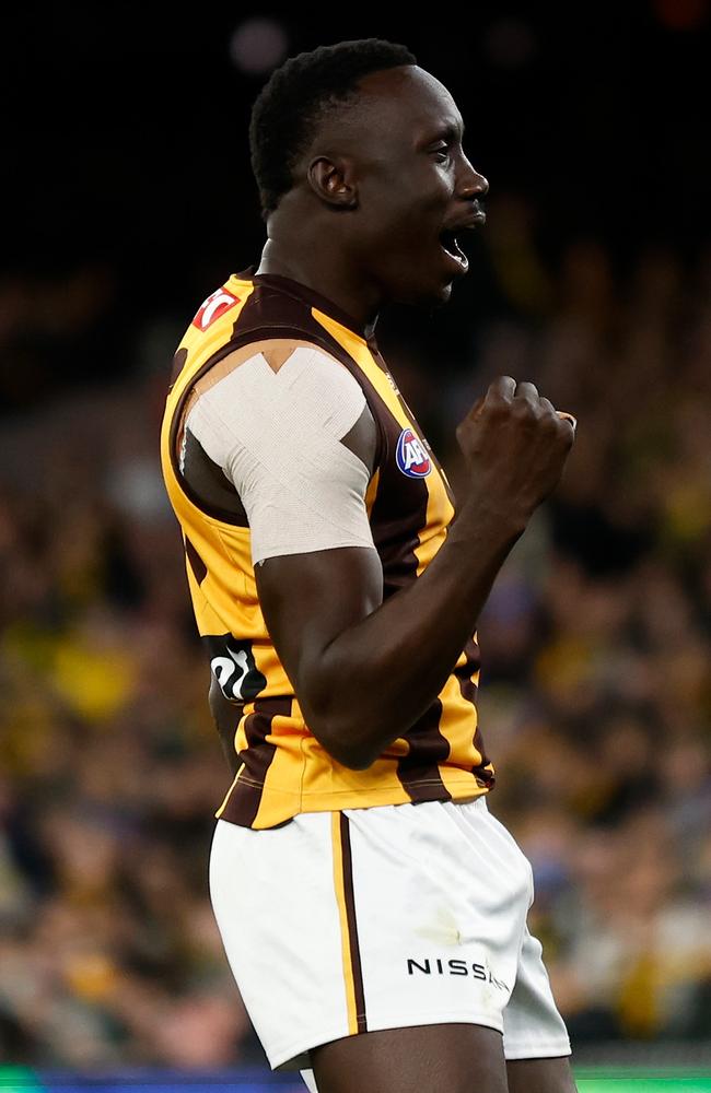 Mabior Chol is making himself un-droppable to Hawthorn coach Sam Mitchell. Picture: Michael Willson/AFL Photos via Getty Images.