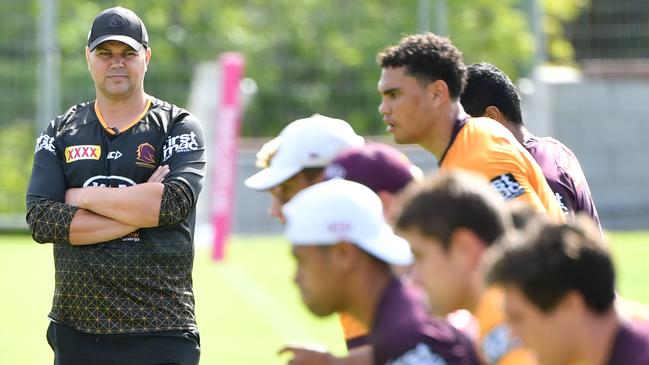 Bring it on. Broncos coach Anthony Seibold says his young side is ready to prove critics wrong. Picture: AAP.