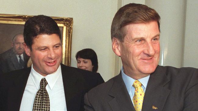 Steve Bracks and Jeff Kennett in 2001 at Parliament House.