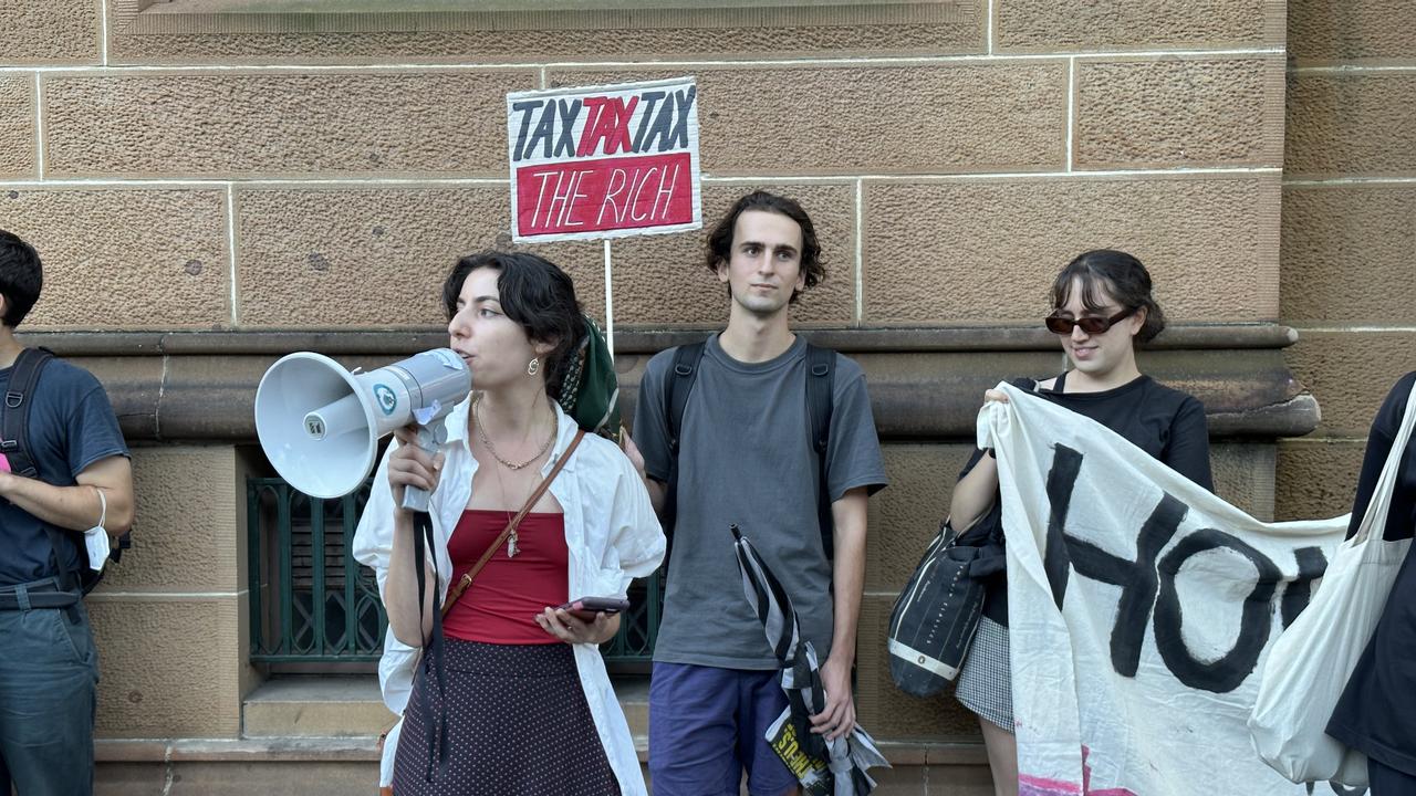 Greens candidate for Summer Hill Izabella Antoniou spoke to the crowd. Picture: Eli Green / NCA Newswire