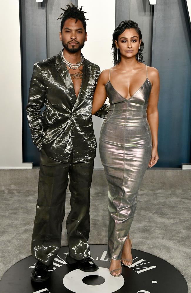 Miguel and Nazanin Mandi attend the 2020 Vanity Fair Oscar Party hosted by Radhika Jones at Wallis Annenberg Center for the Performing Arts on February 09, 2020 in Beverly Hills, California. Frazer Harrison/Getty Images/AFP