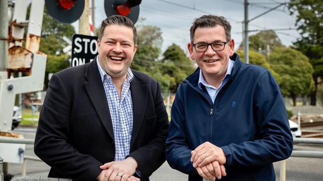 Fowles and Daniel Andrews in a picture on the Ringwood MP’s Facebook page.