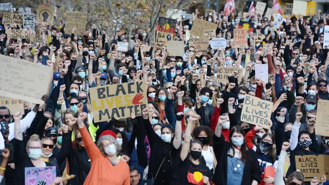 At least 6000 people attended last weekend’s Black Lives Matter rally. Picture: Brenton Edwards