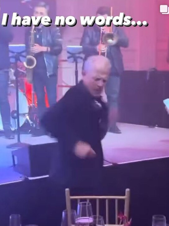 Deputy chair of Prince's Trust Australia, Ian Smith, dances and does 'the worm' in front of Rita Ora's performance at the Prince's Trust Global Gala in New York. Picture: Instagram