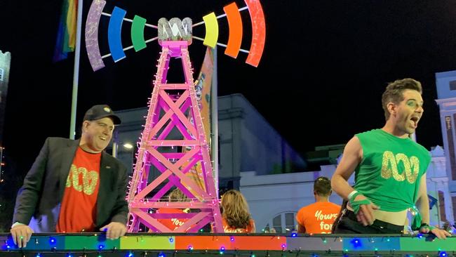 ABC managing director David Anderson (left) at the Mardi Gras in 2020. Picture: Twitter