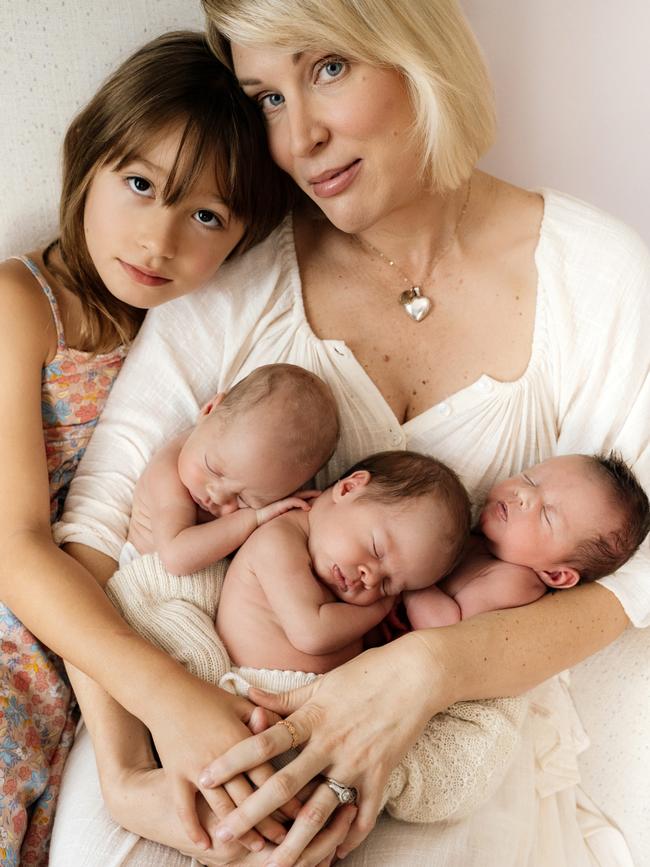 Carly Goya with triplets Auggie, Edie and Owen and big sister Ruby. Picture: Supplied