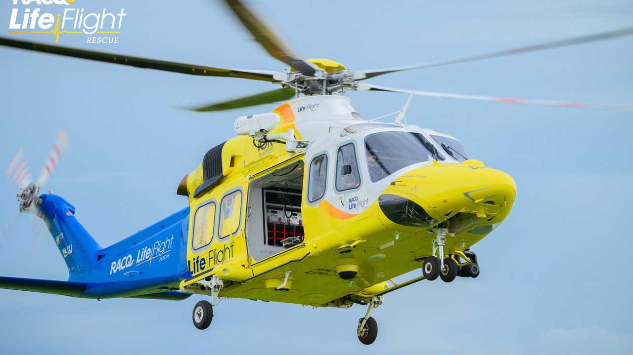 A truckie was injured in a rollover, north of Goondiwindi. Picture: LifeFlight