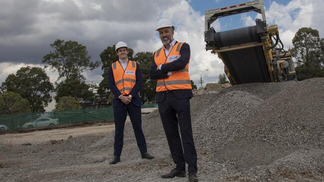 Banjo Bond and Rob Thomas on site at their first development in Strathfield South in 2018.