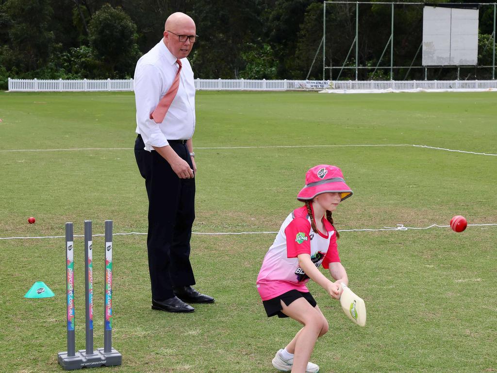 Peter Dutton this week visited the Valley District cricket club in Ashgrove, Brisbane. Picture: NewsWire/Tertius Pickard