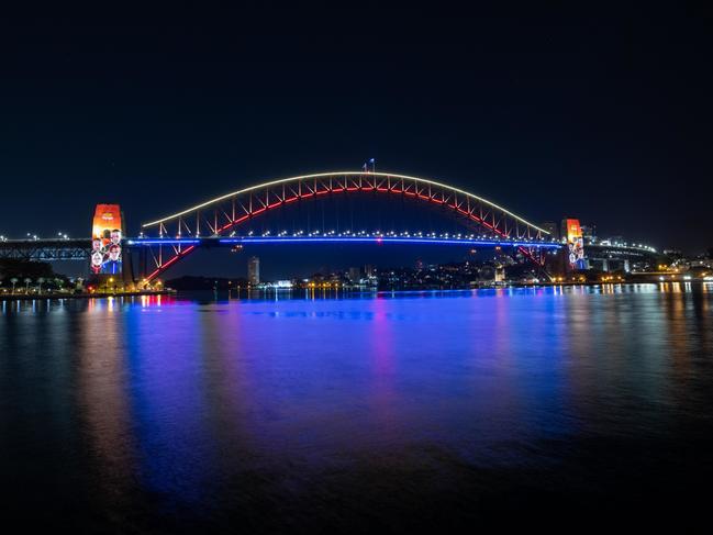 ABBA took over the Sydney Harbour Bridge. Picture: ABBA