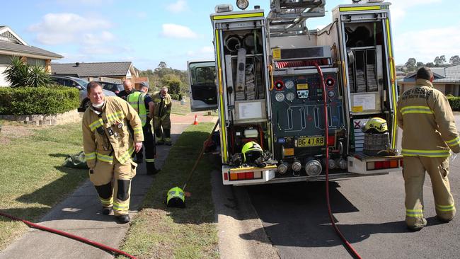 The scene of the house fire on Peppertree Circuit in Aberglasslyn near Maitland where a man died. Picture: Peter Lorimer.