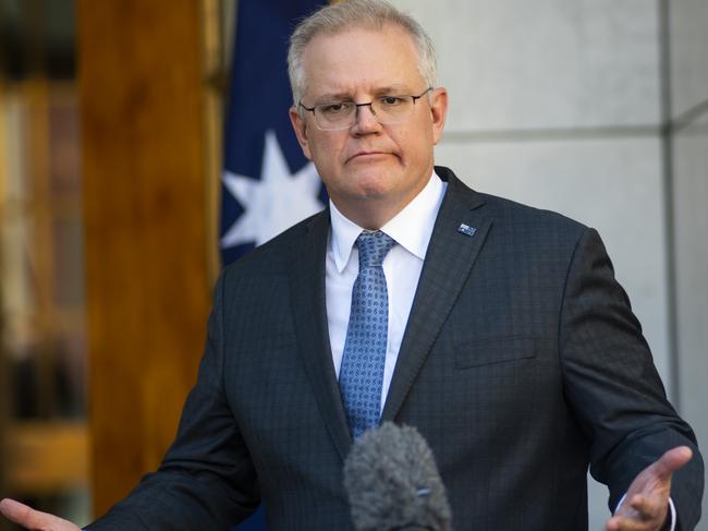 CANBERRA, AUSTRALIA - NewsWire Photos SEPTEMBER 7, 2020: Prime Minister Scott Morrison, Brendan Murphy and Greg Hunt hold a COVID-19 vaccine press conference. Picture: NCA NewsWire / Martin Ollman