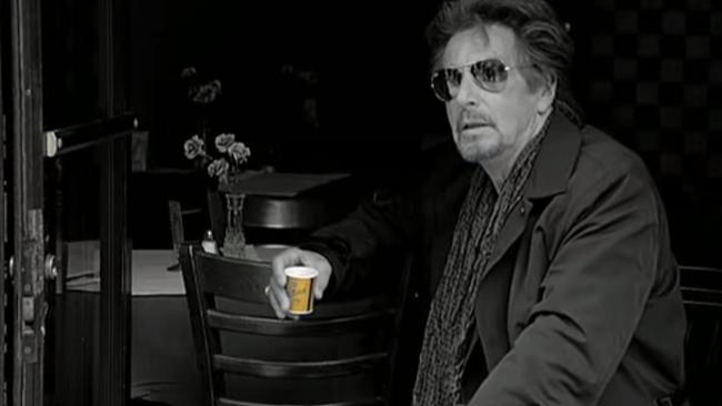 Actor Al Pacino enjoys a Vittoria coffee in New York in an advertisement for the Australian coffee company.