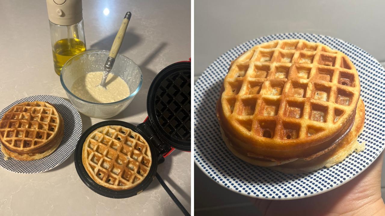 Cindy made a little stack of tasty waffles in this 