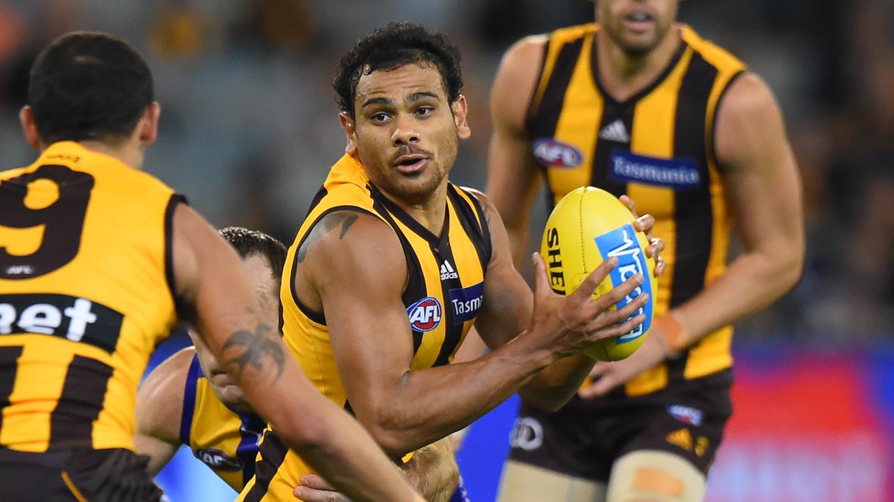 Cyril Rioli of the Hawks. AAP Image/Mal Fairclough