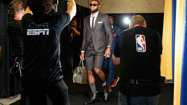 LeBron James paired his tailored shorts suit with a $50,000 watch. Picture: Lachlan Cunningham/Getty Images/AFP