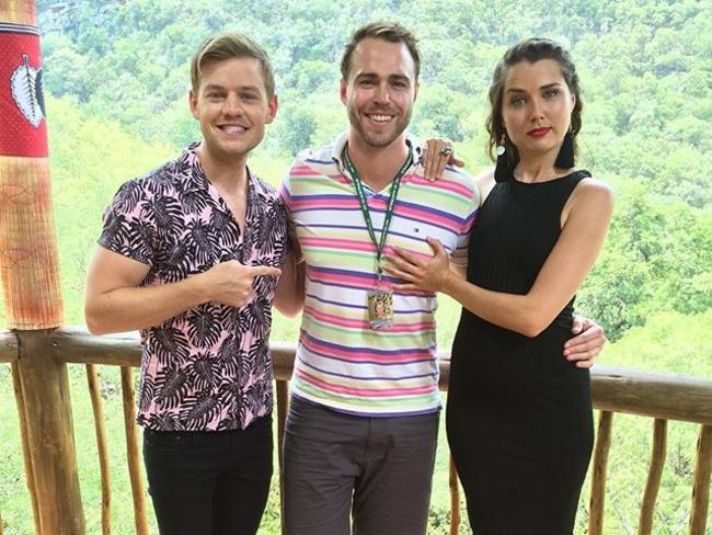 Andrew Steel with girlfriend Heather Maltman on set of I'm A Celebrity ... Get Me Out Of Here! with Joel Creasey. Source: INSTAGRAM