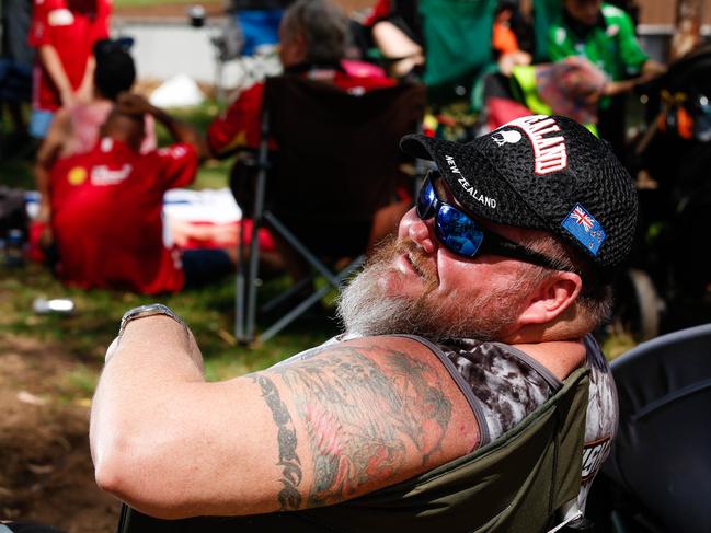 Motorhead ‘’Gazza’“ from Palmerston always rocks up to the Darwin Supercars, or any motoring event he can get his hands on. Pitctured at the Darwin Supercars at Hidden Valley. Picture: GLENN CAMPBELL