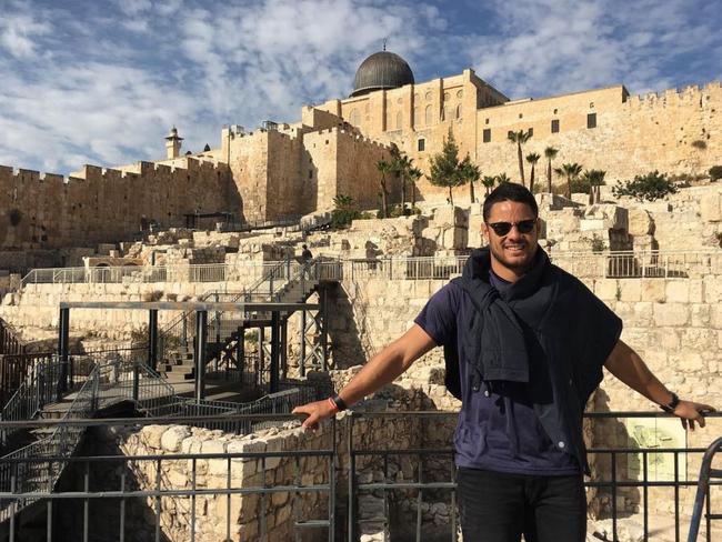 Hayne returned from a pilgrimage to Jerusalem three days ago for the first birthday of his daughter Bel, yesterday. Picture: Instagram