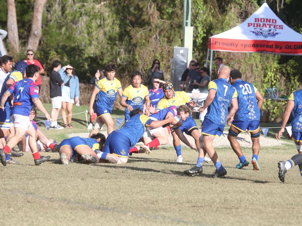 GCDRU round 13 seniors - 1st grade. Bond Pirates vs. GC Eagles. 14 July 2024 Miami Picture by Richard Gosling