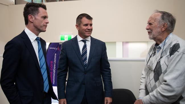 Roger Manby, 86, with NSW Premier Chris Minns (left) at Hammond Care’s opening in Lismore. Picture: Elise Derwin