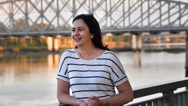 Queensland Premier Annastacia Palaszczuk poses for a photo beside the Fitzroy River in Rockhampton. Picture: AAP Image/Darren England