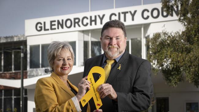 Glenorchy Mayor Sue Hickey and President of SARAH Group Peter Frazer. Picture: Chris Kidd