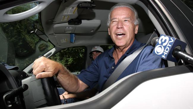 Joe Biden in his driveway in Greenville, Delaware, after a trip to the tip in 2008. Picture: AP