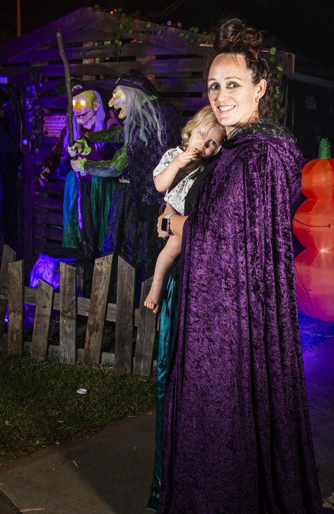 Kylie Rudolf with her Taylor St walk-in display that was popular on Halloween, Thursday, October 31, 2024. Picture: Kevin Farmer