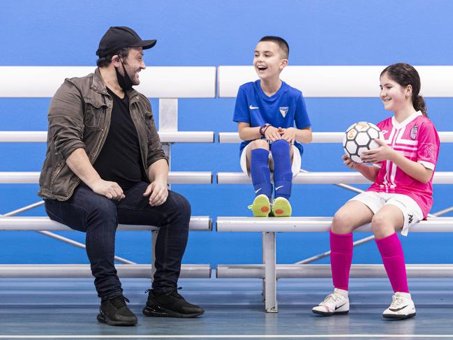 09/10/20 Peter Parthimos with Luka Stevanovic and Steph Katsikis at the Brunswick Futsal stadium which has been closed due to COVID-19. Aaron Francis/The Australian
