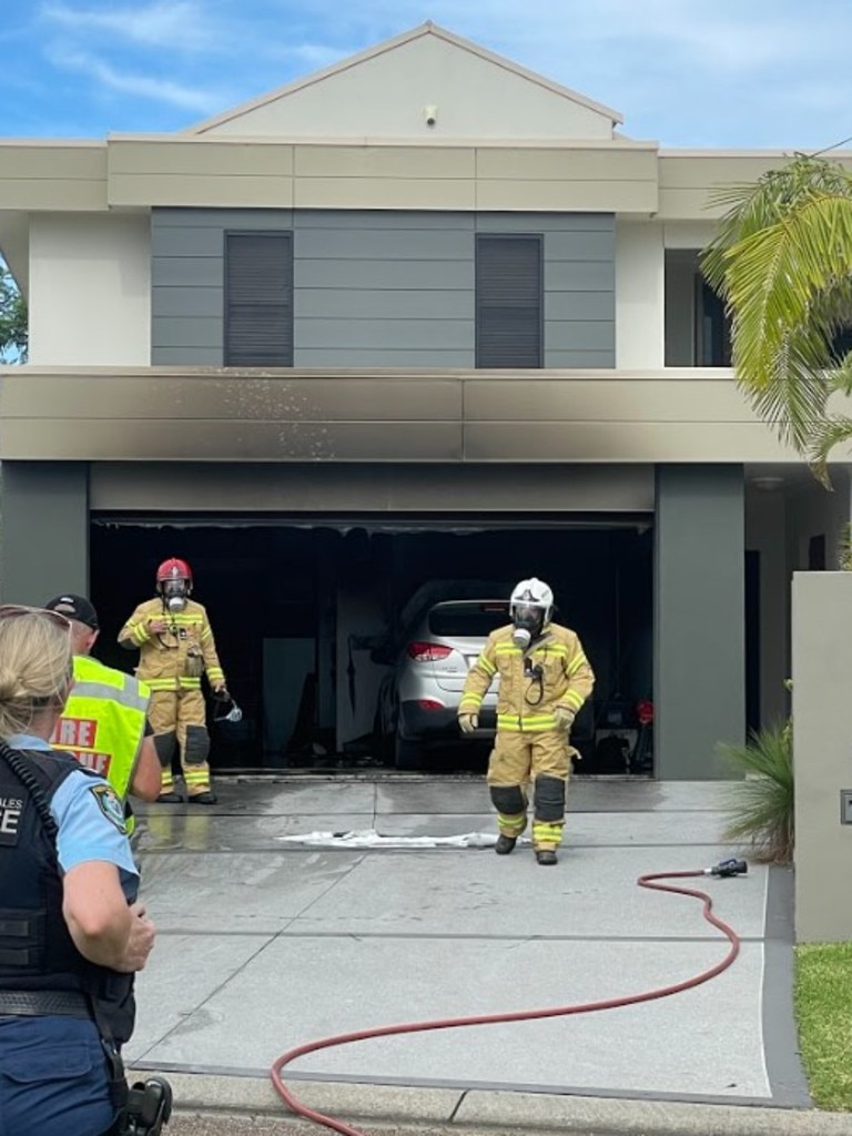 She protected her home with a garden hose until the fire brigade arrived.