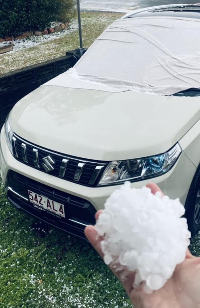 Leonie Porter posted this picture of hail after the storms over Gympie and the Sunshine Coast.