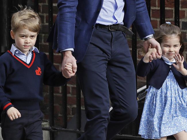 Prince George and Princess Charlotte visit newborn Prince Louis in hospital last month.