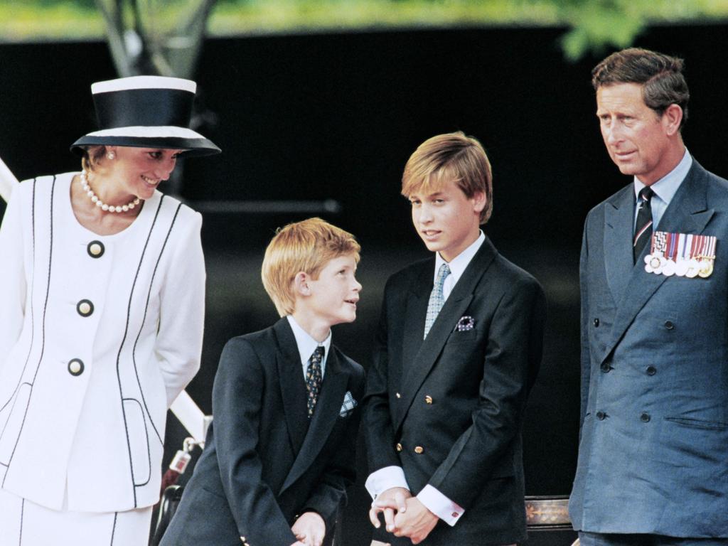 Princess Diana with Harry, William, and Prince Charles. Picture: AFP