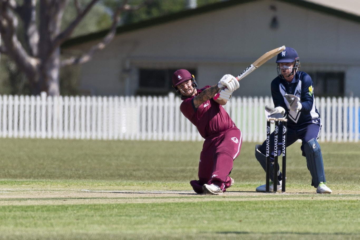 Mitchell English bats for Queensland against Victoria in Australian Country Cricket Championships round two at Rockville Oval, Friday, January 3, 2020. Picture: Kevin Farmer