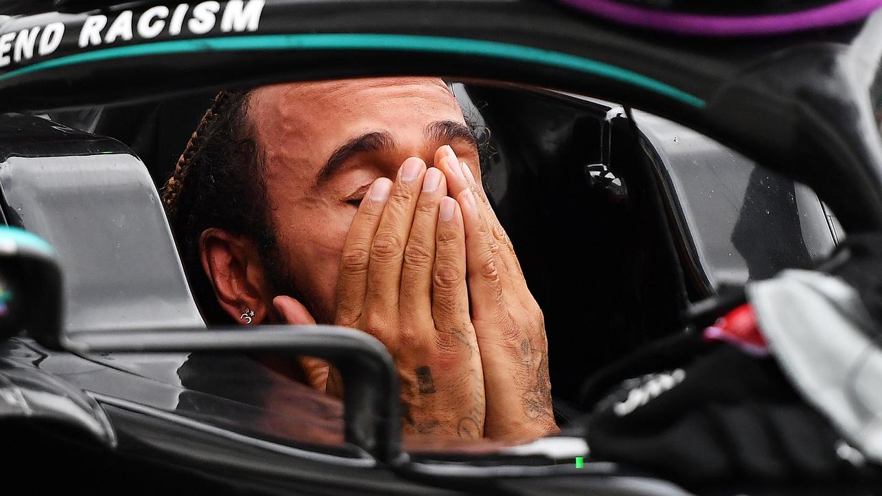 Lewis Hamilton was forced to apologise. (Photo by Joe Klamar/Pool via Getty Images)