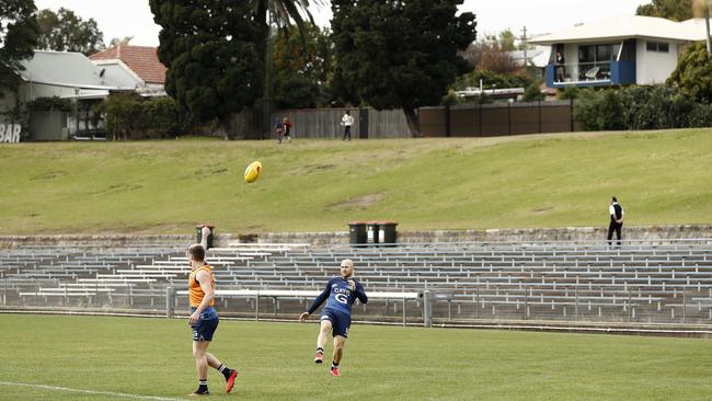 Gary Ablett has a kick at Geelong’s new base Henson Park in Sydney’s inner west