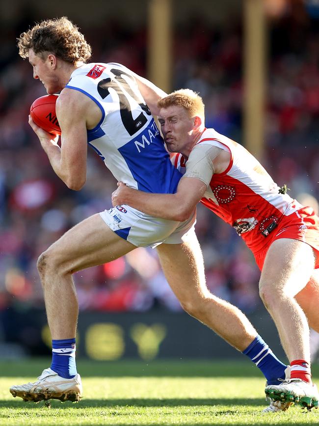 Nick Larkey and the Roos made a fast start but they were no match for the Swans. Picture: Brendon Thorne/AFL Photos/via Getty Images