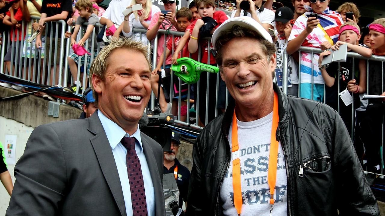 Everyone wanted a piece of Warnie, including David Hasselhoff.