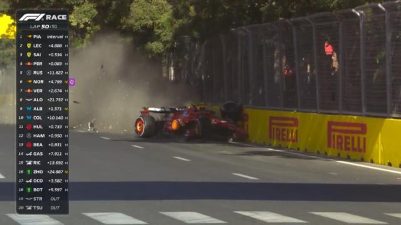 Perez and Sainz penultimate lap crash