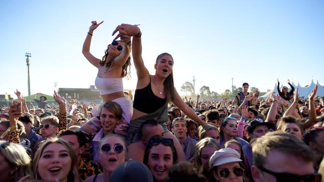 Festival goers attend Groovin The Moo 2019 on Sunday in Canberra. Picture: Getty