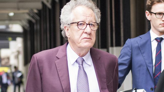 Actor Geoffrey Rush, who is suing The Daily Telegraph for defamation after it reported his co-star in a Sydney Theatre Company production of King Lear lodged a complaint with the STC over Mr Rush’s “inappropriate behaviour”. Picture: Flavio Brancaleone