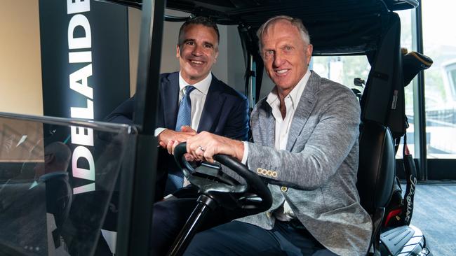 South Australian Premier Peter Malinauskas with LIV Golf chief executive Greg Norman.