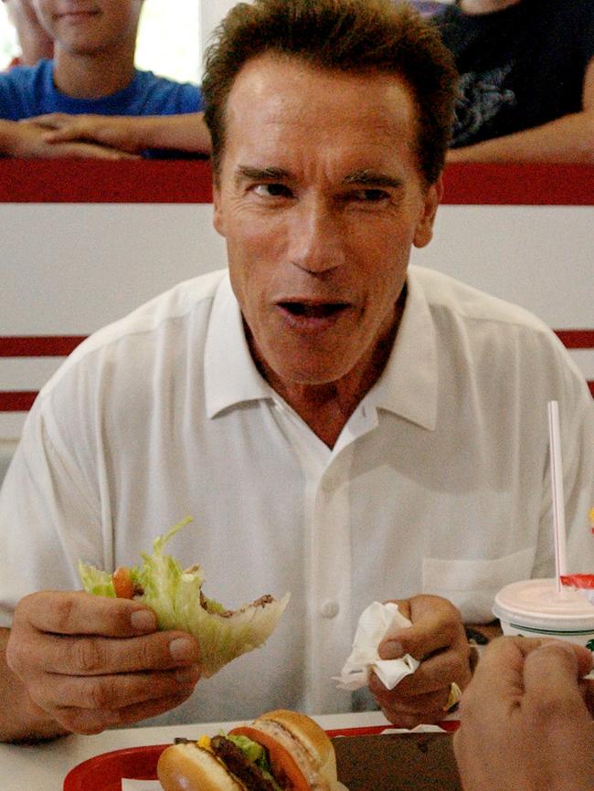 Even the health conscious Arnold Schwarzenegger loves an In-N-Out burger. Photo: AP